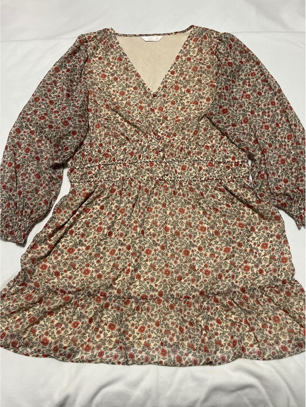 Lauren Conrad Floral Print Long Sleeve Dress XXL